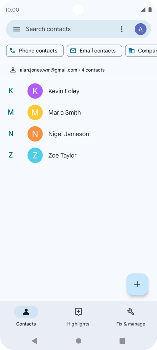 Press the new contact icon.