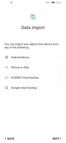 You can transfer the contents of another phone to your phone when it's activated for the first time and after a factory reset. When this screen is displayed, your phone is ready to transfer contents from another phone.