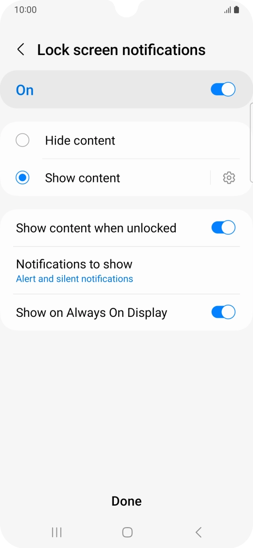 Press the required settings to turn them on or off.