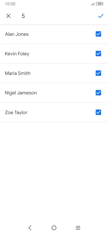 Press the fields next to the required contacts to select them.