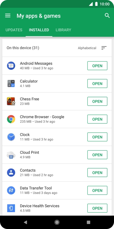 Press the required app.