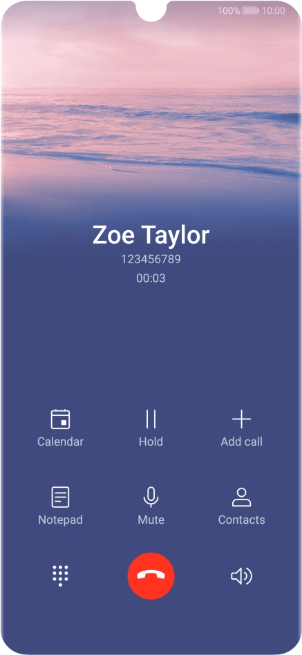 Press the end call icon.