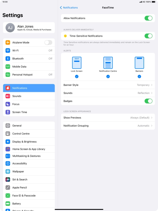Press the indicator next to 