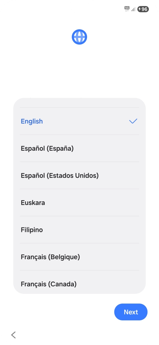 Press the required language.