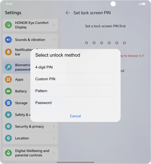 Press the required phone lock code and follow the instructions on the screen to create an additional phone lock code.