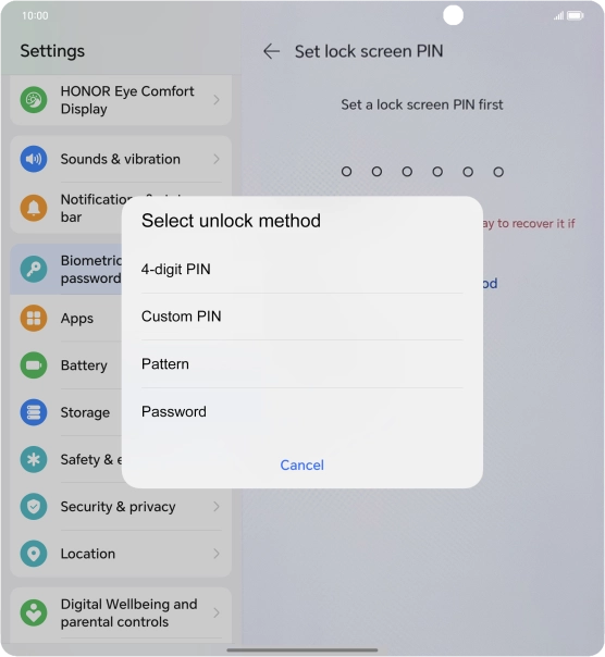 Press the required phone lock code and follow the instructions on the screen to create an additional phone lock code.
