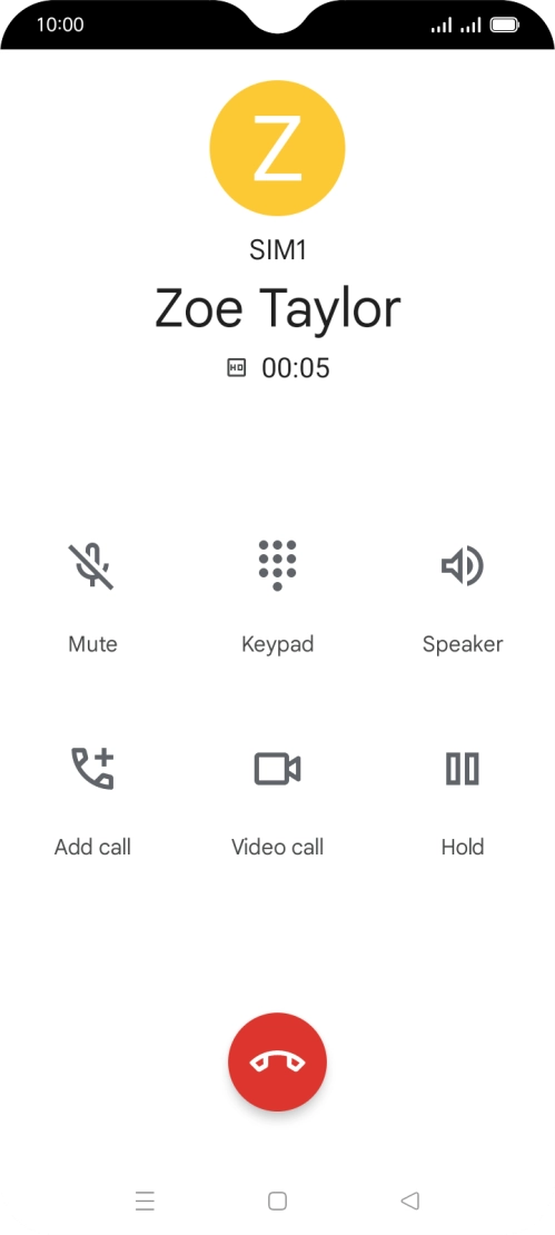 Press the end call icon.