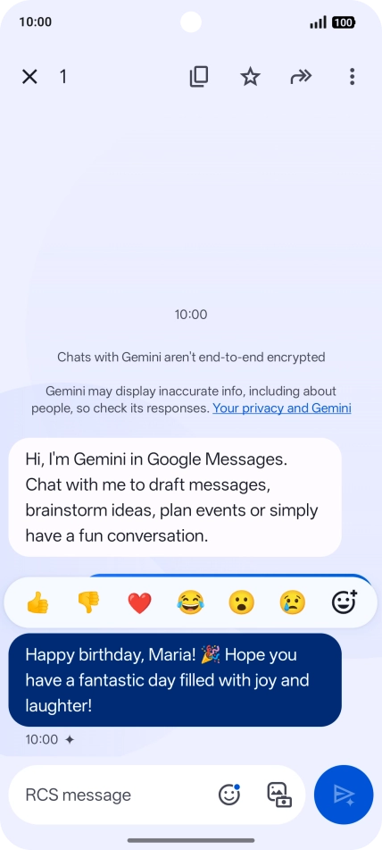 Press and hold the text suggestion from Gemini. Follow the instructions on the screen to use the text suggestion.