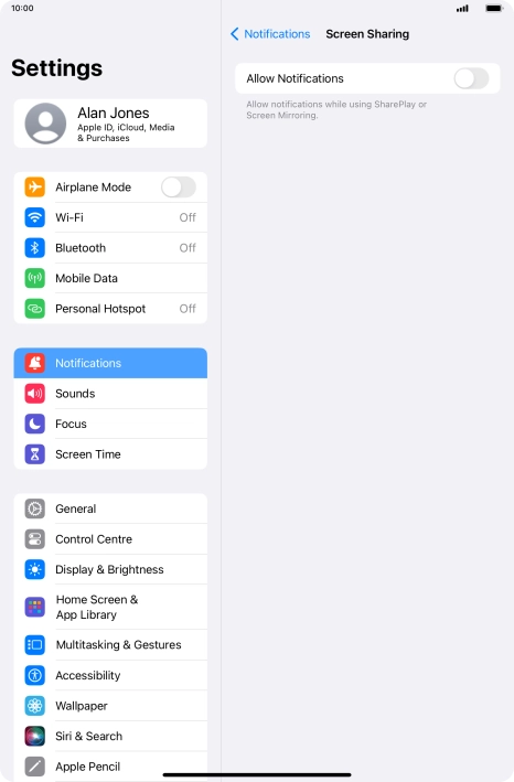 Press the indicator next to 