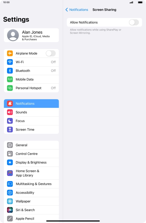 Press the indicator next to 