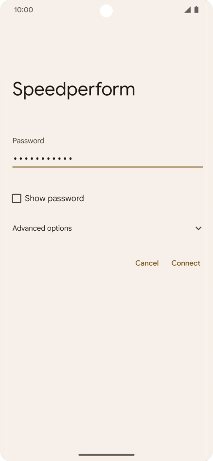 Key in the password for the Wi-Fi network and press Connect.