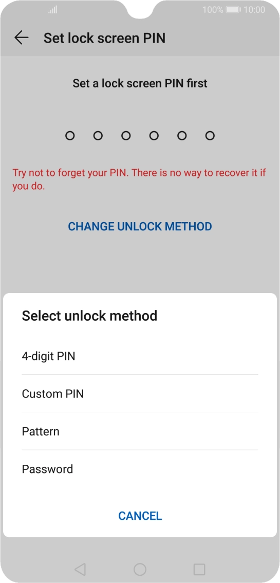 Press the required phone lock code and follow the instructions on the screen to create an additional phone lock code.