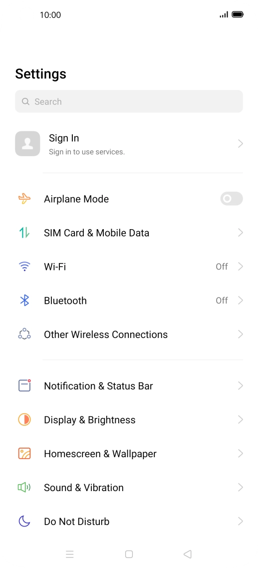 Press SIM Card & Mobile Data.