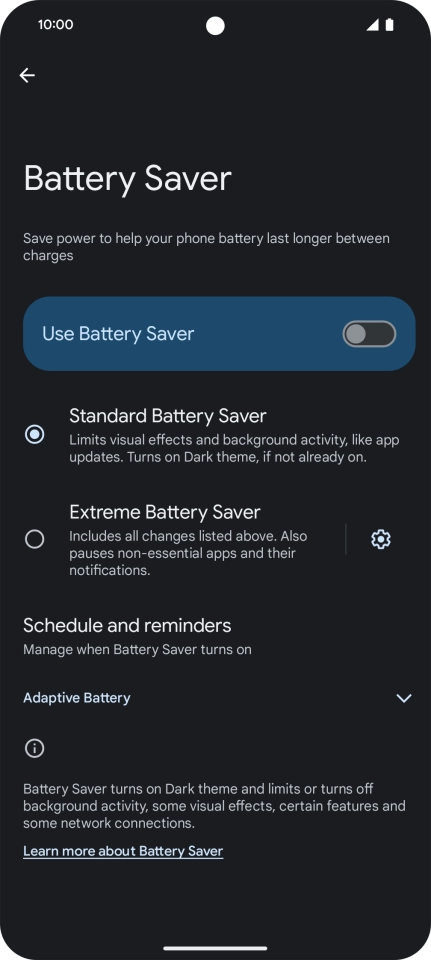 Press the required settings to turn them on or off.