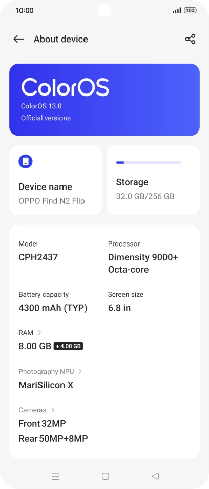 Press ColorOS. If a new software version is available, it's displayed. Follow the instructions on the screen to update the phone software.