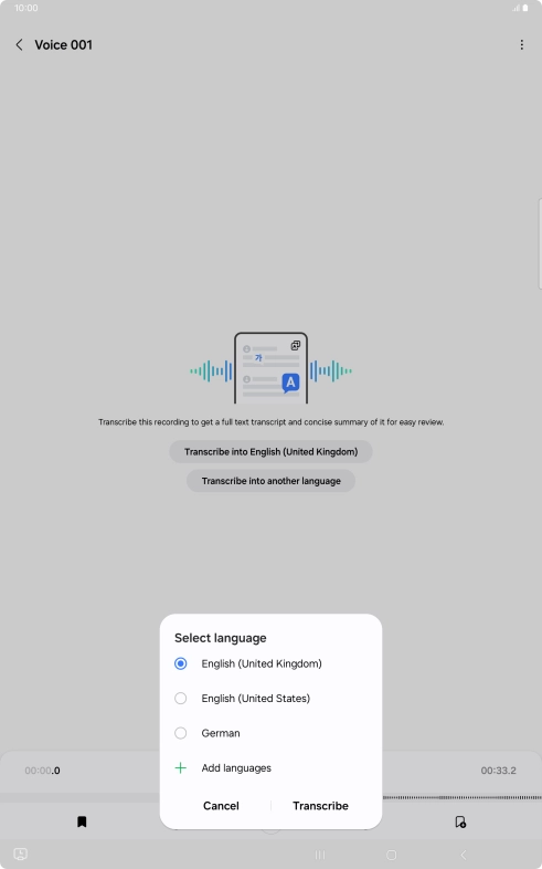 Press the recorded language.