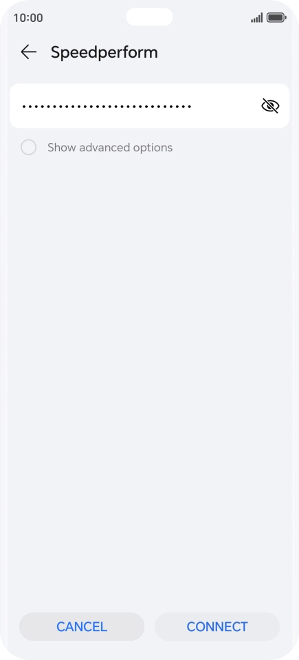 Key in the password for the Wi-Fi network and press CONNECT.