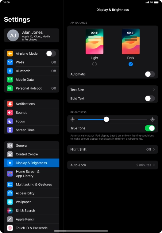 Press the indicator next to 