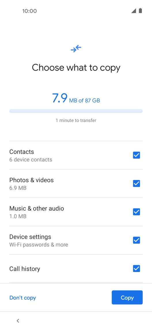 Press the fields next to the required data types.