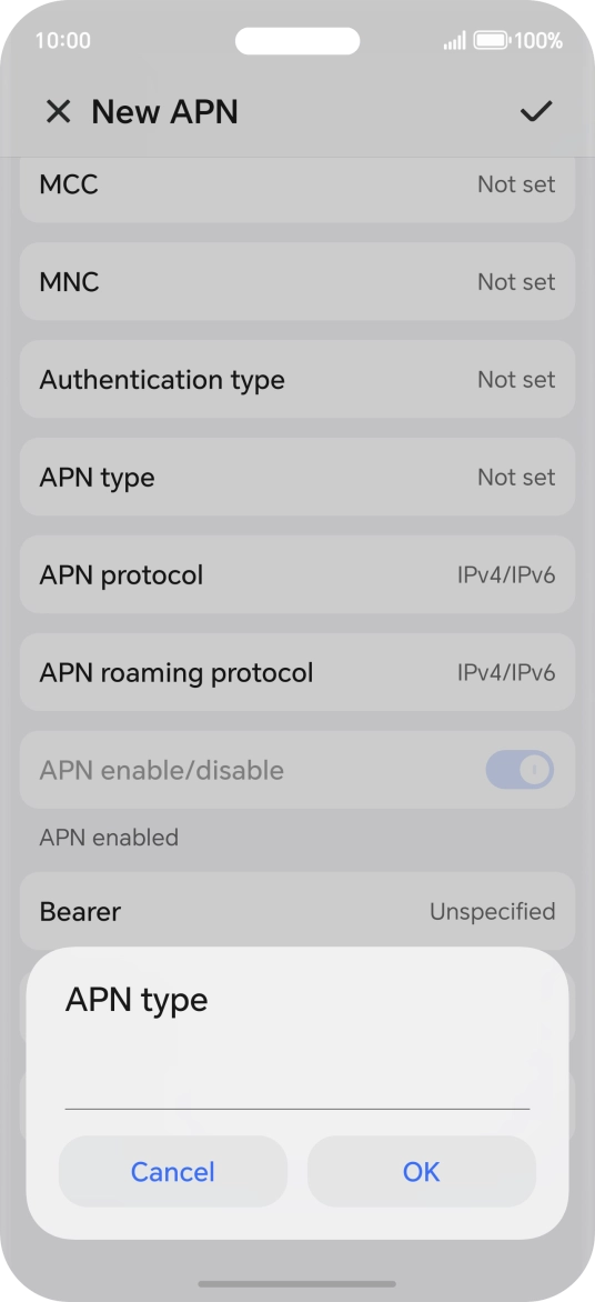 Key in default and press OK.