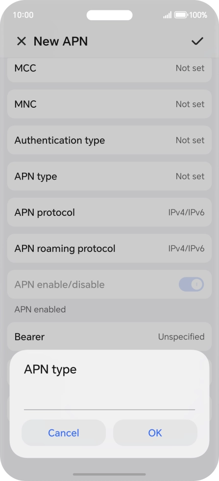 Key in default and press OK.