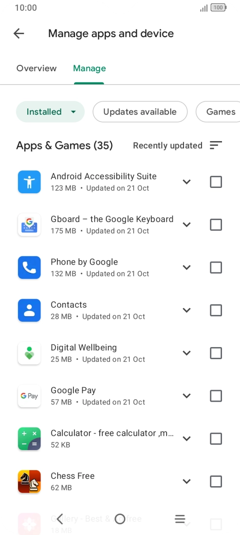 Press the required app.
