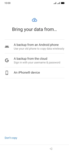 Press the required setting and follow the instructions on the screen to transfer the content from another phone.