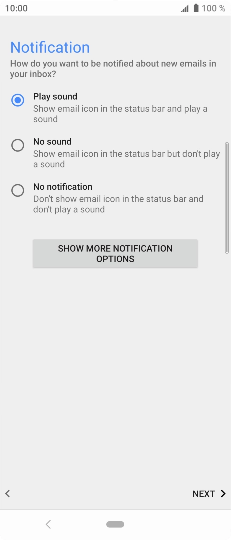 Press the required setting.