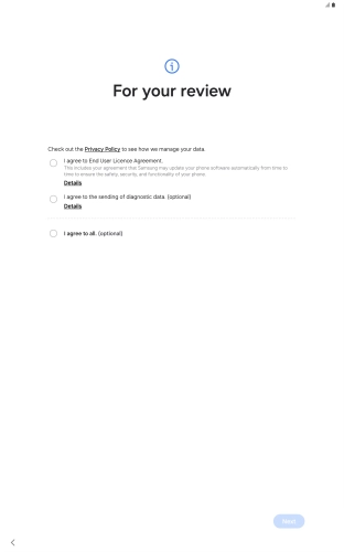 Press the fields next to the required settings to select them.