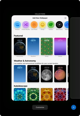Press the required category and follow the instructions on the screen to select the required background image.