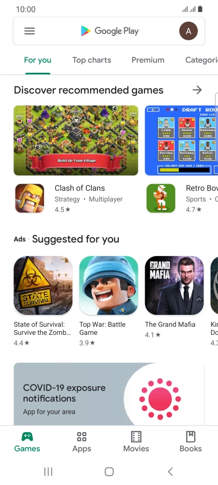 Press the search field.