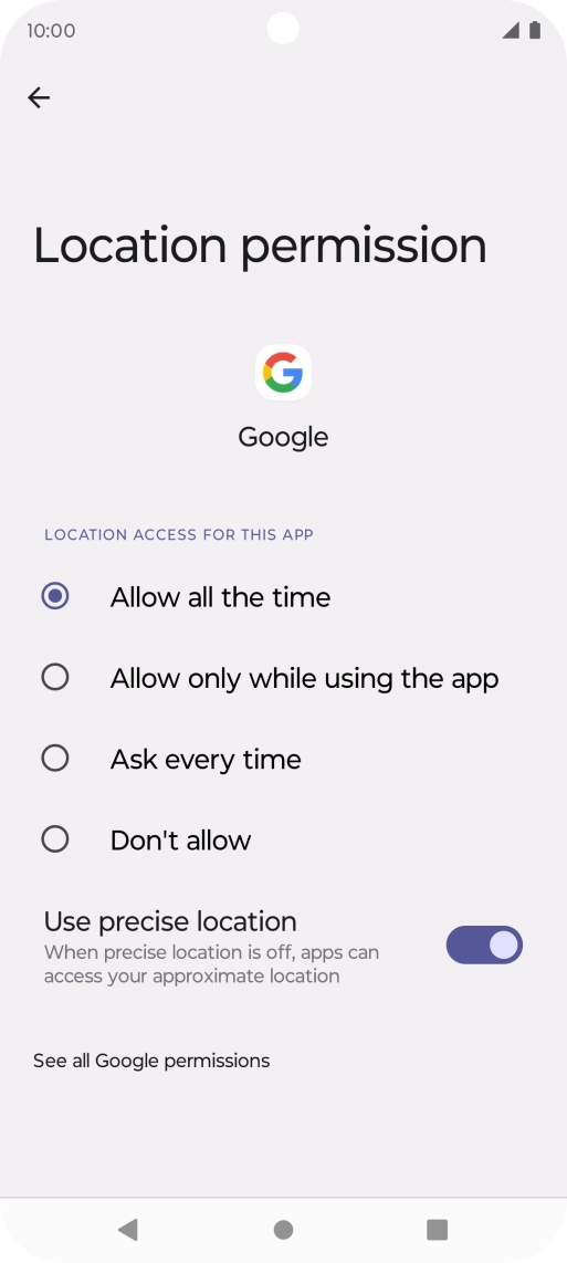 Press the required setting to turn the function on or off.