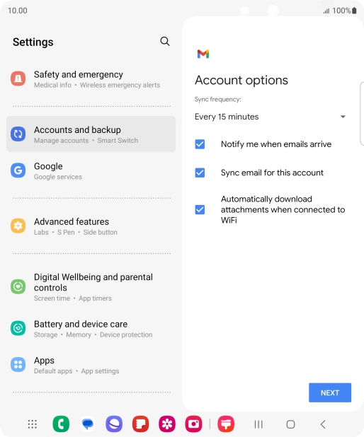 If this screen is displayed, you email account has been recognised and set up automatically. Follow the instructions on the screen to key in more information and finish setting up your phone.
