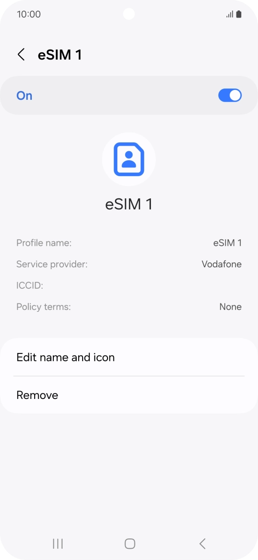 Press the indicator to turn use of the SIM on or off.