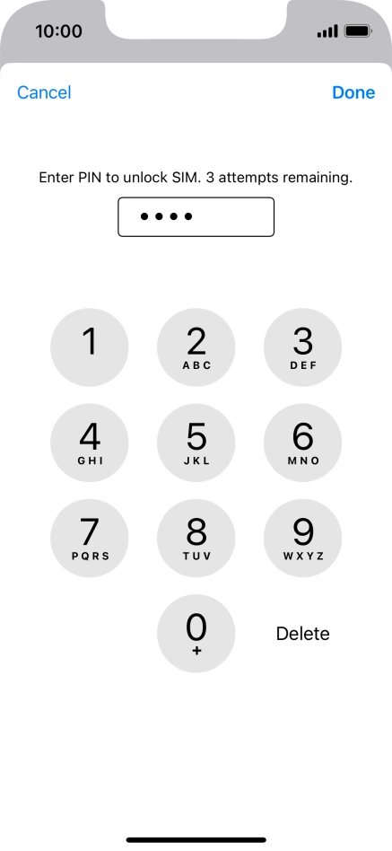 Key in your PIN and press Done. The default PIN is 1111.