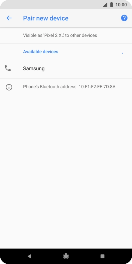 Press the required Bluetooth device and follow the instructions on the screen to pair the device with your phone.