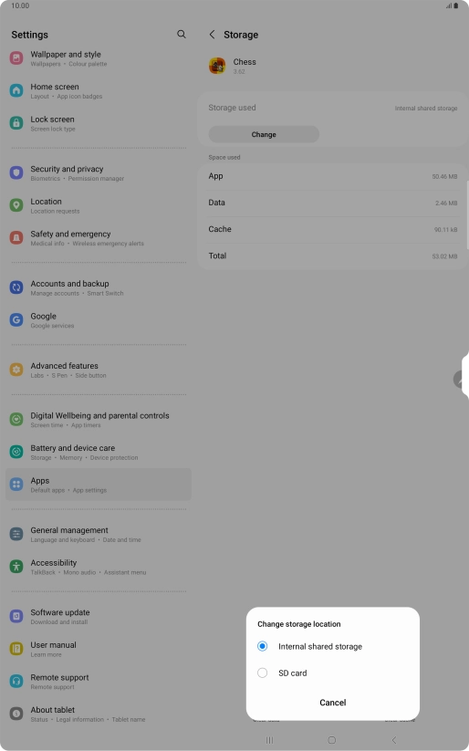 Press the name of the memory card.