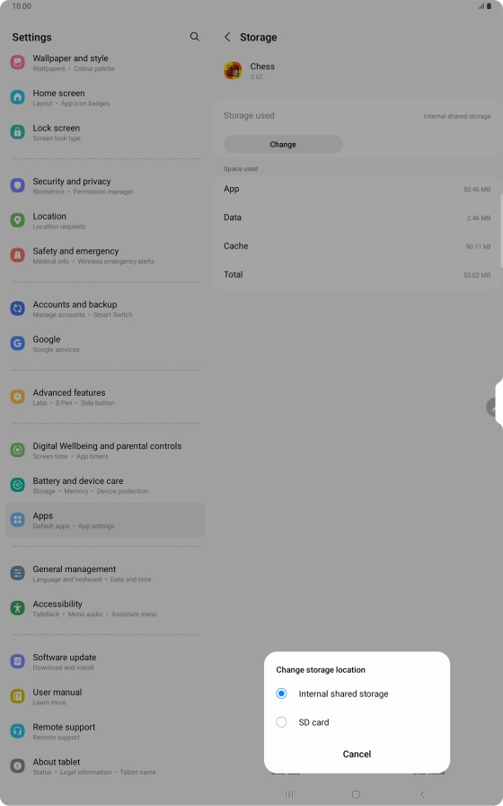 Press the name of the memory card.