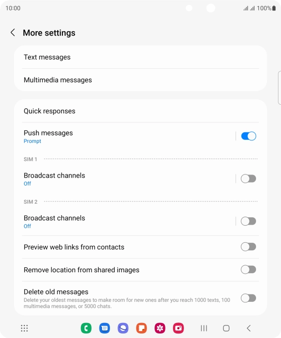Press Text messages.