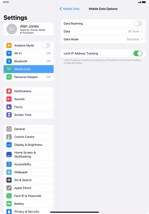 Press the indicator next to 