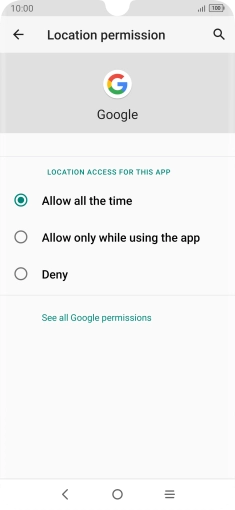 Press the required setting.