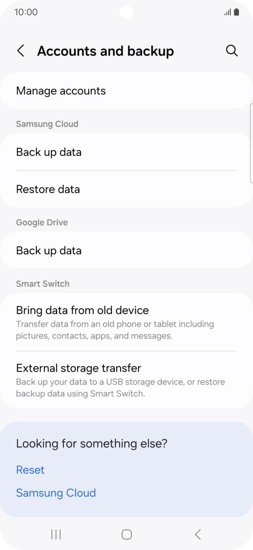 Press Manage accounts.