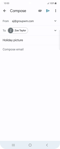Press the text input field and write the text for your email.