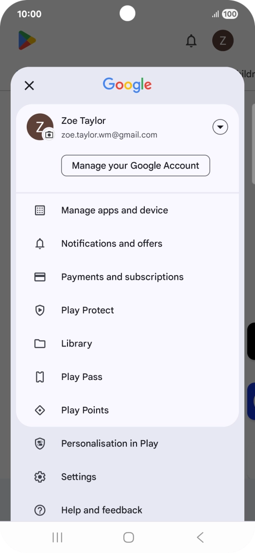 Press Manage apps and device.