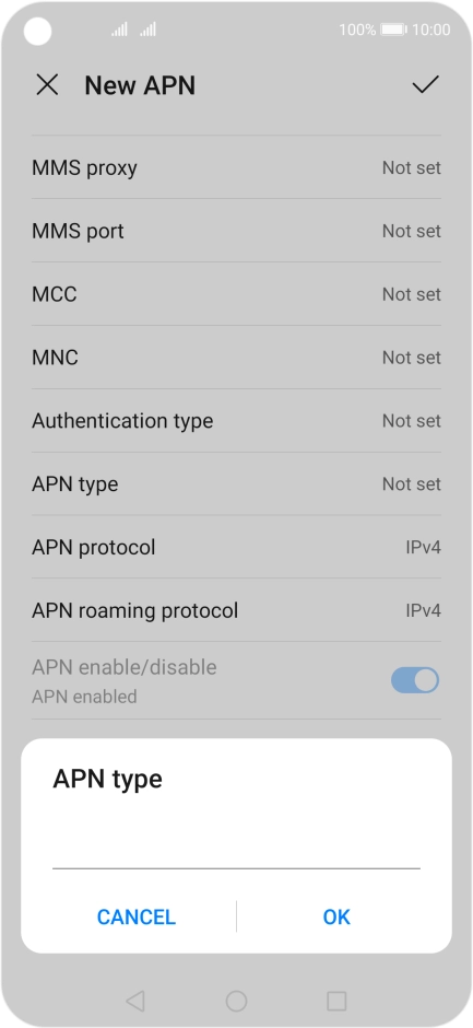 Key in default and press OK.