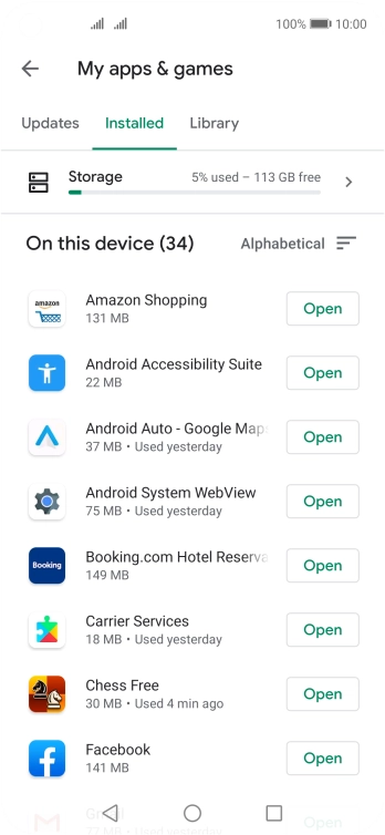 Press the required app.