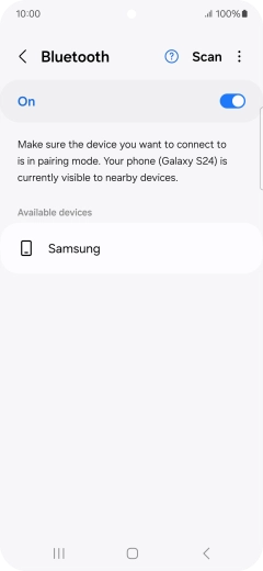 Press the required Bluetooth device and follow the instructions on the screen to pair the device with your phone.