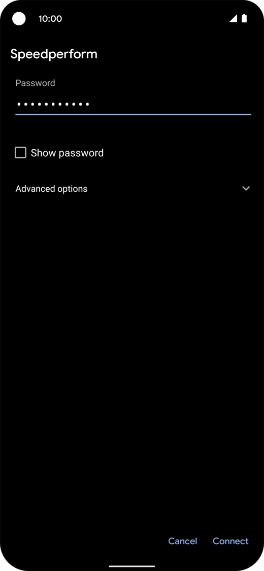 Key in the password for the Wi-Fi network and press Connect.