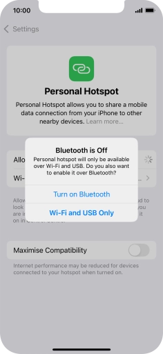If Wi-Fi is turned on, press Wi-Fi and USB Only.