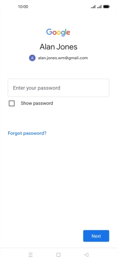 Press Enter your password and key in the password for your Google account.